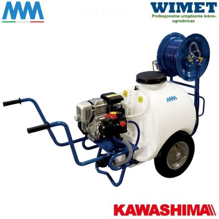 MM Opryskiwacz taczkowy spalinowy 120 l / 30 bar / pompa MM 308 / 8 l/min / zasięg 6-7 m / silnik Kawashima KM26 2-suw 1,5 KM