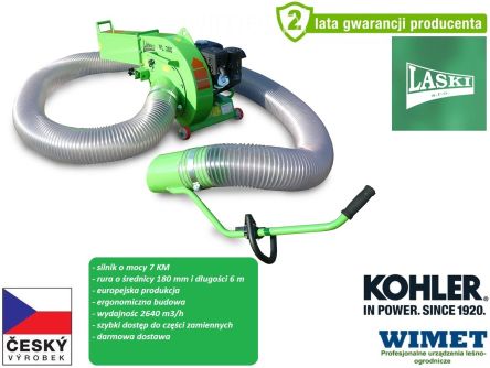 LASKI VL300 Odkurzacz spalinowy naburtowy / KOHLER CH 270 / 7 KM / 208 cm3 / 2640 m3/h / rura ssąca 6 m / śr. 180 mm - ZAPYTAJ O TERMIN DOSTAWY I POTWIERDŹ CENĘ !!!
