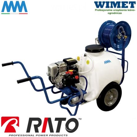 MM Opryskiwacz taczkowy spalinowy 120 l / 30 bar /pompa AR 252 / 25 l/min / zasięg 6-8 m/silnik Rato R80V 4-suw 3,0 KM