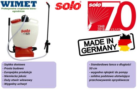 SOLO 424 NOVA opryskiwacz ręczny, plecakowy / 16 L / 4 Bar - DOSTĘPNY OD RĘKI !!!