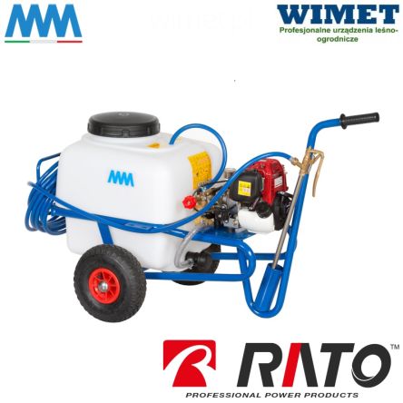 MM Opryskiwacz taczkowy spalinowy 50 l / 30 bar / 25 l/min / pompa AR-252 / silnik RATO 210 OVH 4,0 KM / oprysk 9-10 m